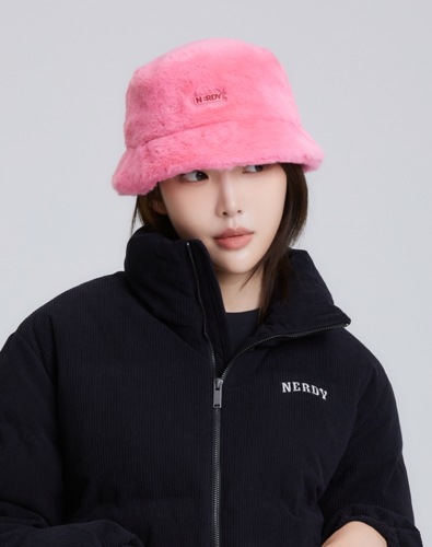 NDY ファー バケットハット BLACK/IVORY/HOTPINK