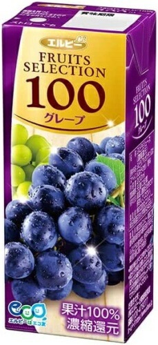 エルビー フルーツセレクション グレープ100 200ml 紙パック 96本 (24本入×4 まとめ買い) ぶどうジュース グレープジュース 果汁100％