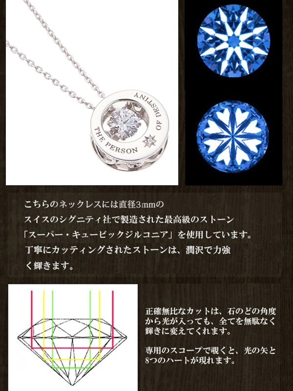 ダンシングスーパーキュービックジルコニアペアネックレス リング シルバー925製 ブラック 黒