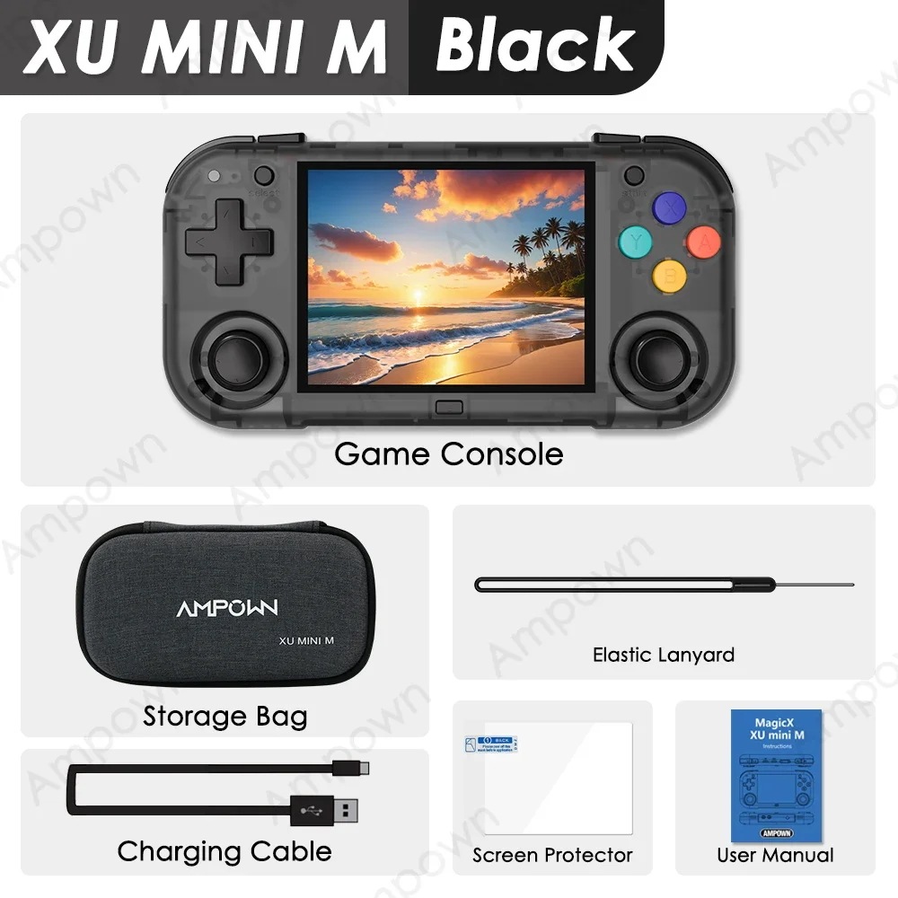 Ampown XU MINI M ハンドヘルド ゲーム コンソール 2.8 インチ スクリーン Linux OS MINIM レトロ シミュレーター ビデオ プレーヤー ポータブル コンソール 子供用