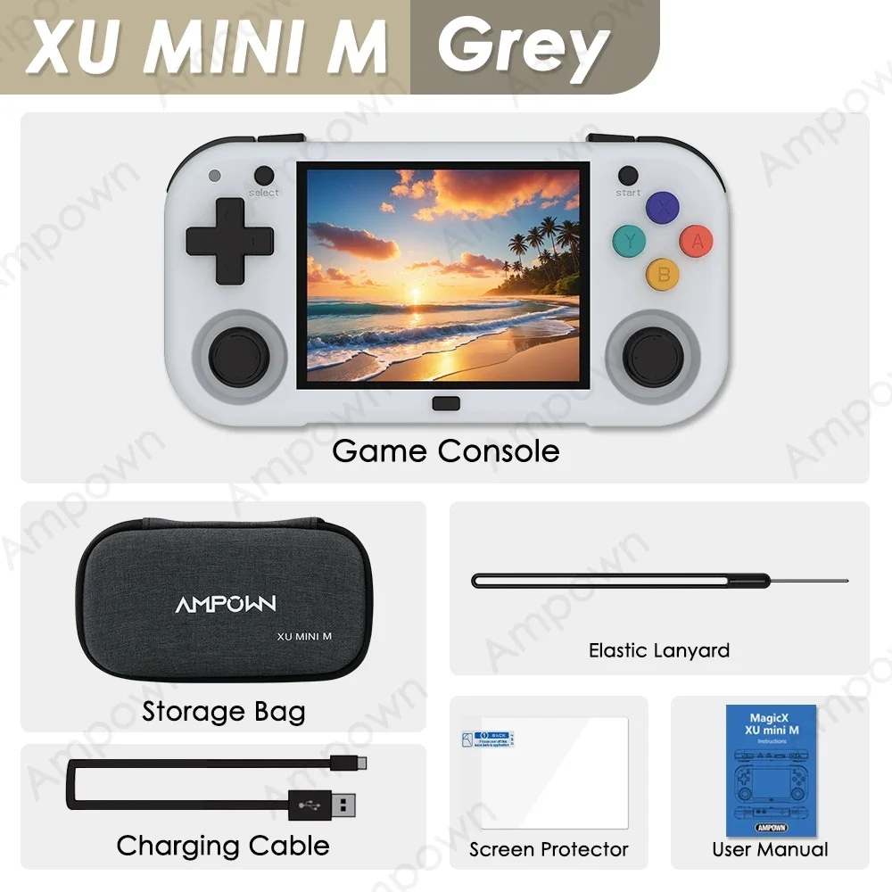 Ampown XU MINI M ハンドヘルド ゲーム コンソール 2.8 インチ スクリーン Linux OS MINIM レトロ シミュレーター ビデオ プレーヤー ポータブル コンソール 子供用