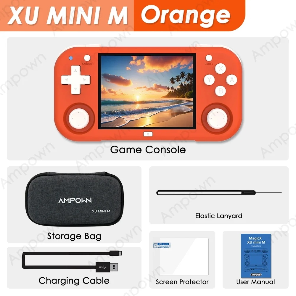 Ampown XU MINI M ハンドヘルド ゲーム コンソール 2.8 インチ スクリーン Linux OS MINIM レトロ シミュレーター ビデオ プレーヤー ポータブル コンソール 子供用
