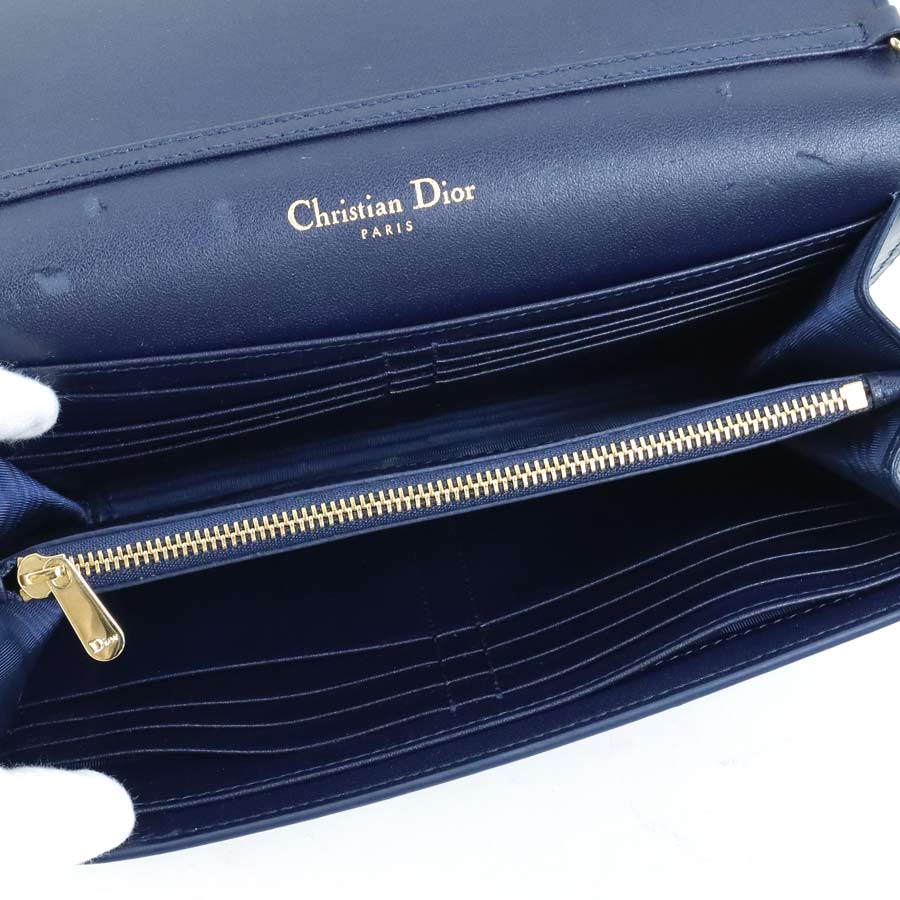 クリスチャンディオール Christian Dior ショルダーウォレット 30モンテーニュ レザー ネイビー レディース 99731g