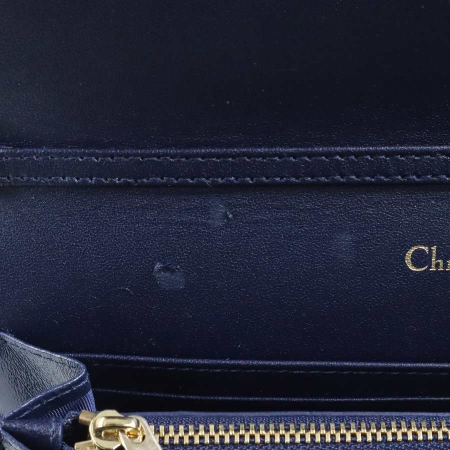 クリスチャンディオール Christian Dior ショルダーウォレット 30モンテーニュ レザー ネイビー レディース 99731g
