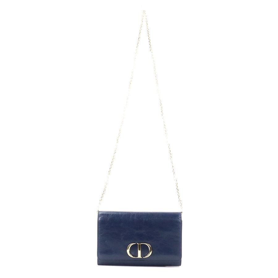 クリスチャンディオール Christian Dior ショルダーウォレット 30モンテーニュ レザー ネイビー レディース 99731g