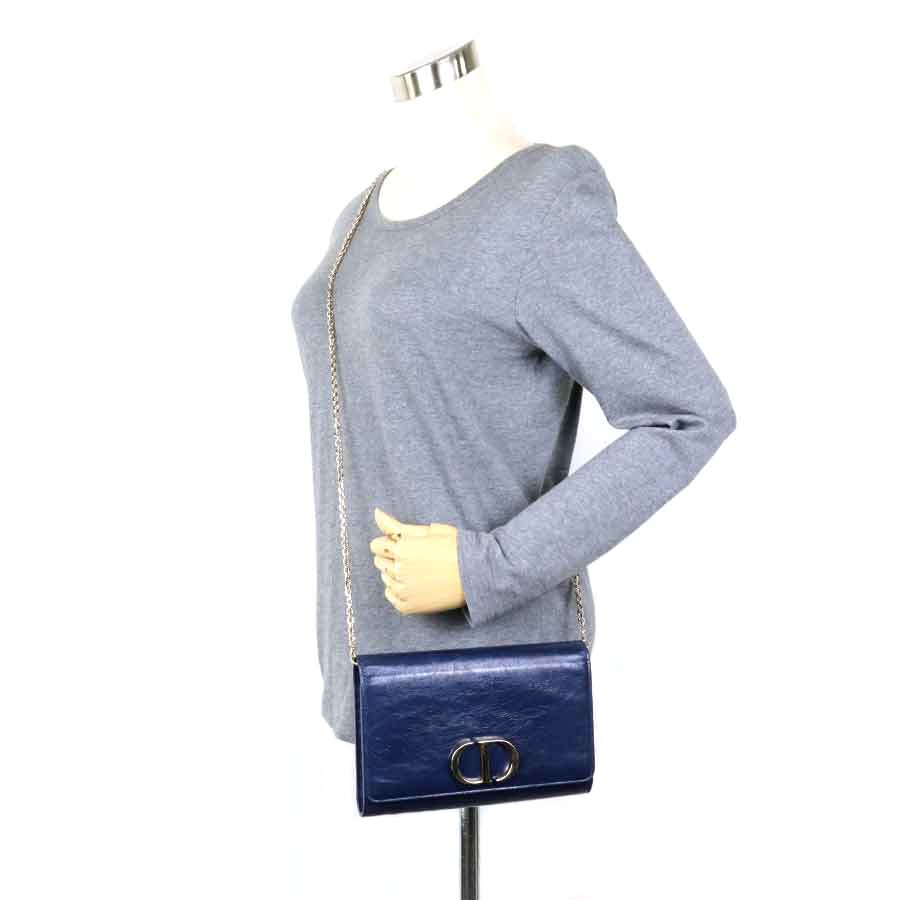 クリスチャンディオール Christian Dior ショルダーウォレット 30モンテーニュ レザー ネイビー レディース 99731g