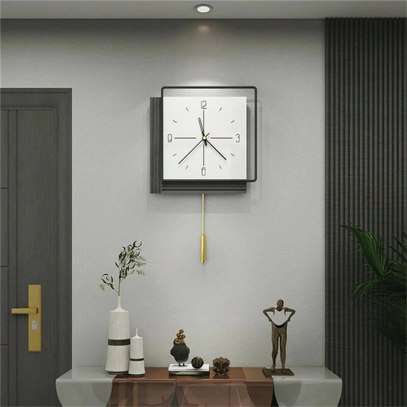 大流行の振り子時計 掛け時計 時計 静音 四角形 クロック 部屋飾り インテリア 北欧 アクリル デザイン おしゃれ 開店祝い 引越し祝い お礼 電池 結婚祝い ギフト 壁掛時計 金属製 55*32c