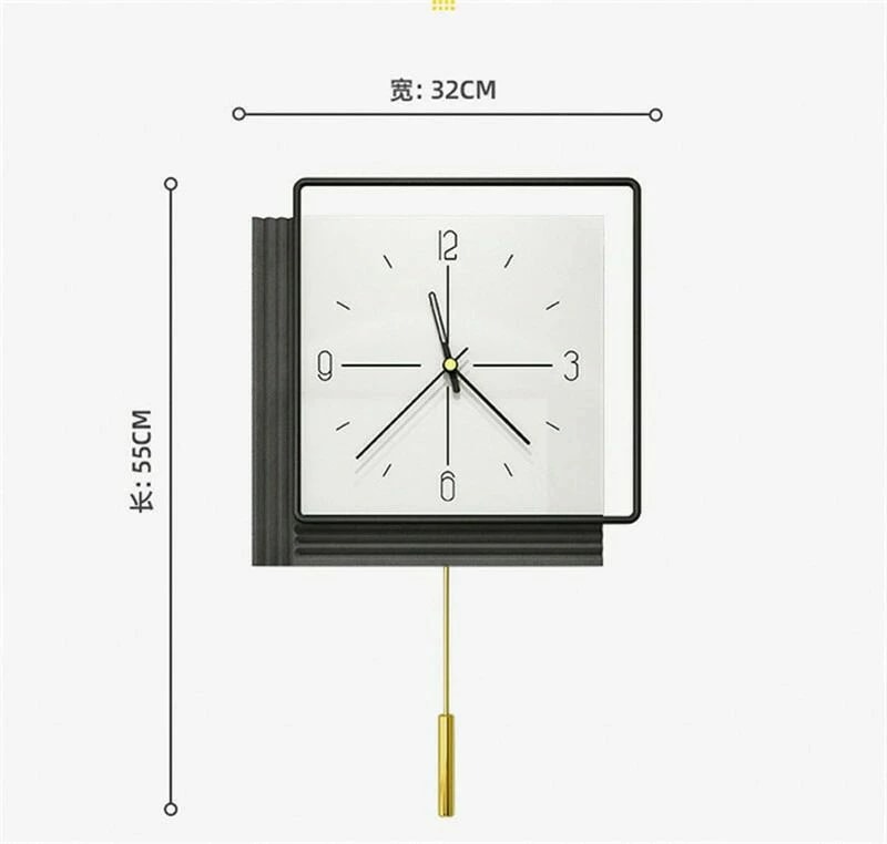 大流行の振り子時計 掛け時計 時計 静音 四角形 クロック 部屋飾り インテリア 北欧 アクリル デザイン おしゃれ 開店祝い 引越し祝い お礼 電池 結婚祝い ギフト 壁掛時計 金属製 55*32c