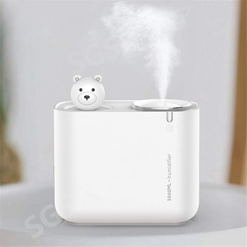 加湿器 3L 大容量 卓上加湿器 USB アロマ 超音波式 次亜塩素酸水対応 除菌 上から給水 40時間連続加湿