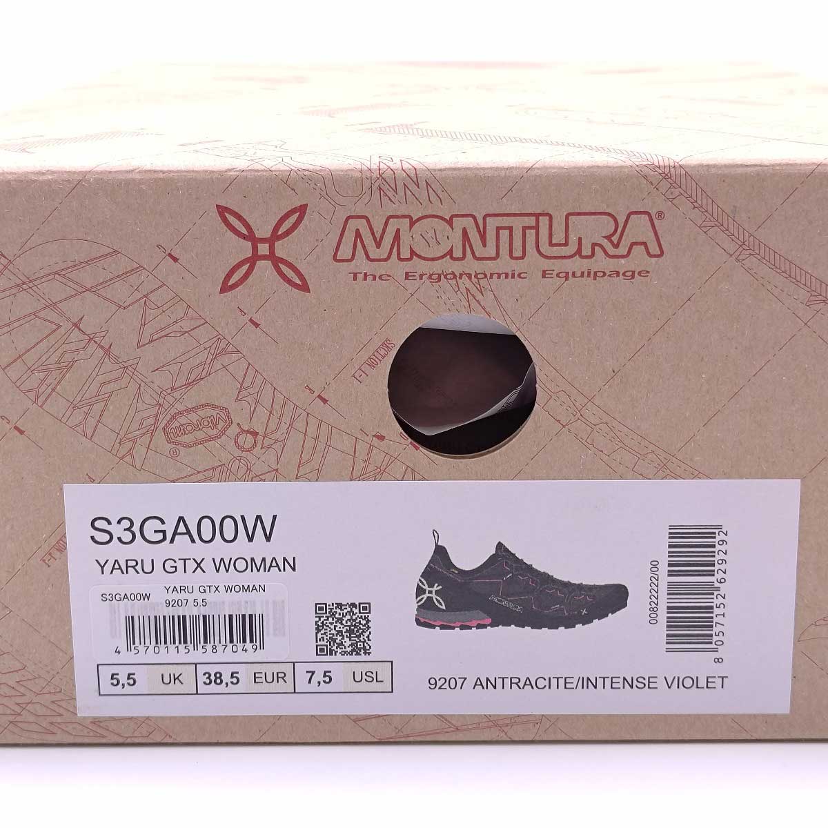 【中古・未使用品】モンチュラ YARU GORE-TEX ヤル 登山靴 トレッキングシューズ サイズUK5.5 (24cm) チャコールグレー S3GA00W レディース MONTURA アプローチ