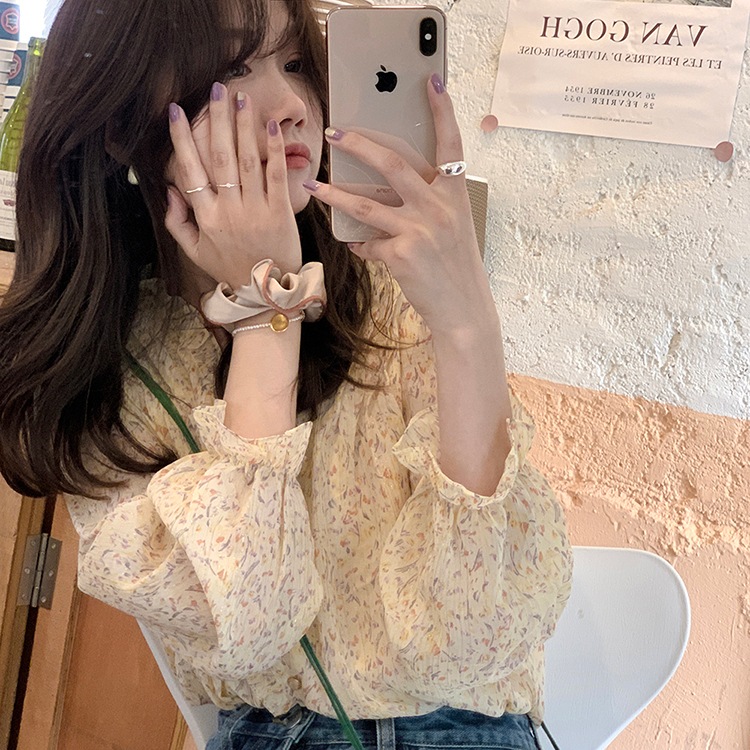 ブラウス シャツ シフォン レディース 長袖 薄手 前開き ボタン フリル ベージュ 花柄 S M お洒落 ゆったり かわいい ガーリー Vネック 着回し お出かけ 普段使い デート ママ カジュアル mdprevattcaulkingandwaterproofing.com