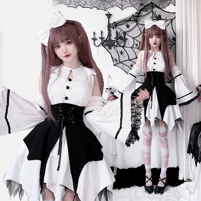 2026流行今年 短纳期 5点 セットアップ ワンピース ハロウィン 大人 仮装コーデコスチューム服 衣装 ガーリー 甘め 学園祭 文化祭 ファッション系 レディース セクシー型 ブラックスリーブソフ_2