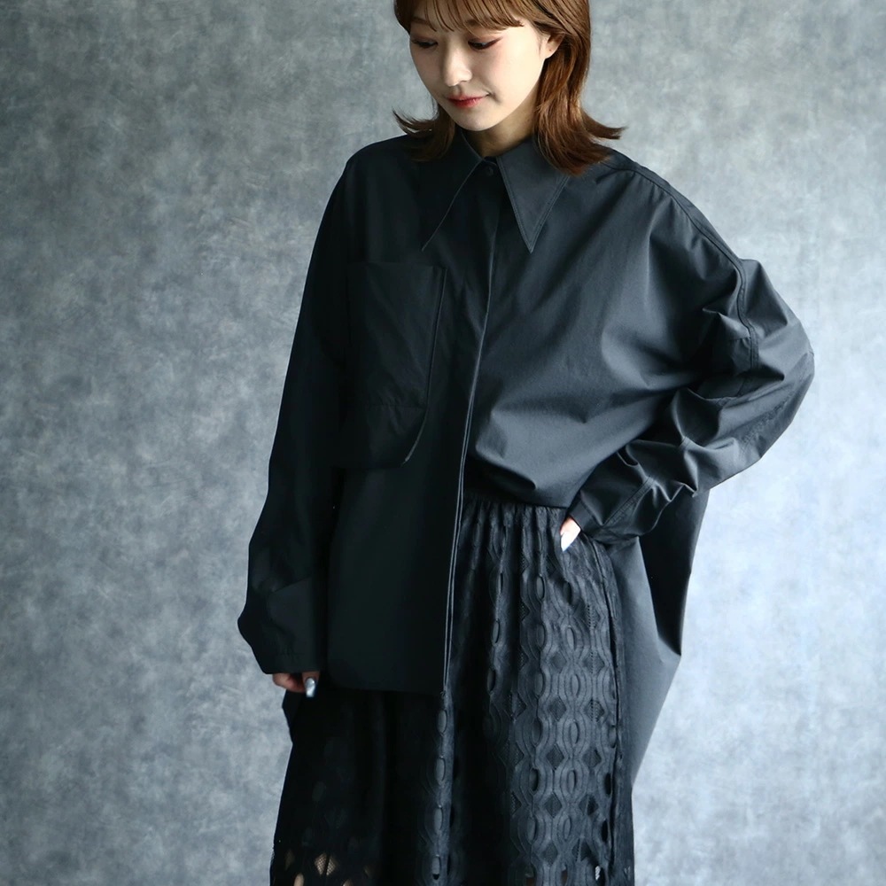 トップス シャツ 前後差 チュニック丈 比翼仕立て シャツ 長袖 シンプル 前開き 無地 レディース ブラック 体型カバー ゆったり 送料無料 トップス シャツ 前後差 チュニック丈 比翼仕立て シャツ 長袖 シンプル 前開き 無地 レディース ブラック 体型カバー ゆったり 送料無料