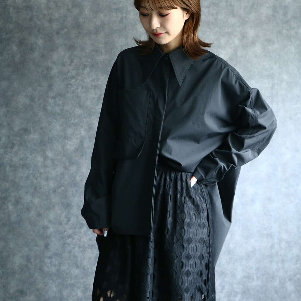 トップス シャツ 前後差 チュニック丈 比翼仕立て シャツ 長袖 シンプル 前開き 無地 レディース ブラック 体型カバー ゆったり 送料無料 トップス シャツ 前後差 チュニック丈 比翼仕立て シャツ 長袖 シンプル 前開き 無地 レディース ブラック 体型カバー ゆったり 送料無料