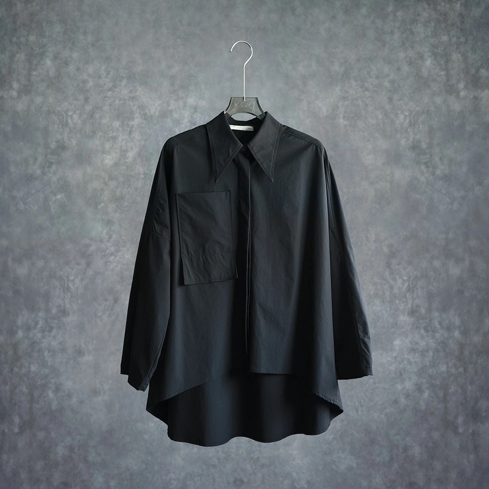 トップス シャツ 前後差 チュニック丈 比翼仕立て シャツ 長袖 シンプル 前開き 無地 レディース ブラック 体型カバー ゆったり 送料無料 トップス シャツ 前後差 チュニック丈 比翼仕立て シャツ 長袖 シンプル 前開き 無地 レディース ブラック 体型カバー ゆったり 送料無料