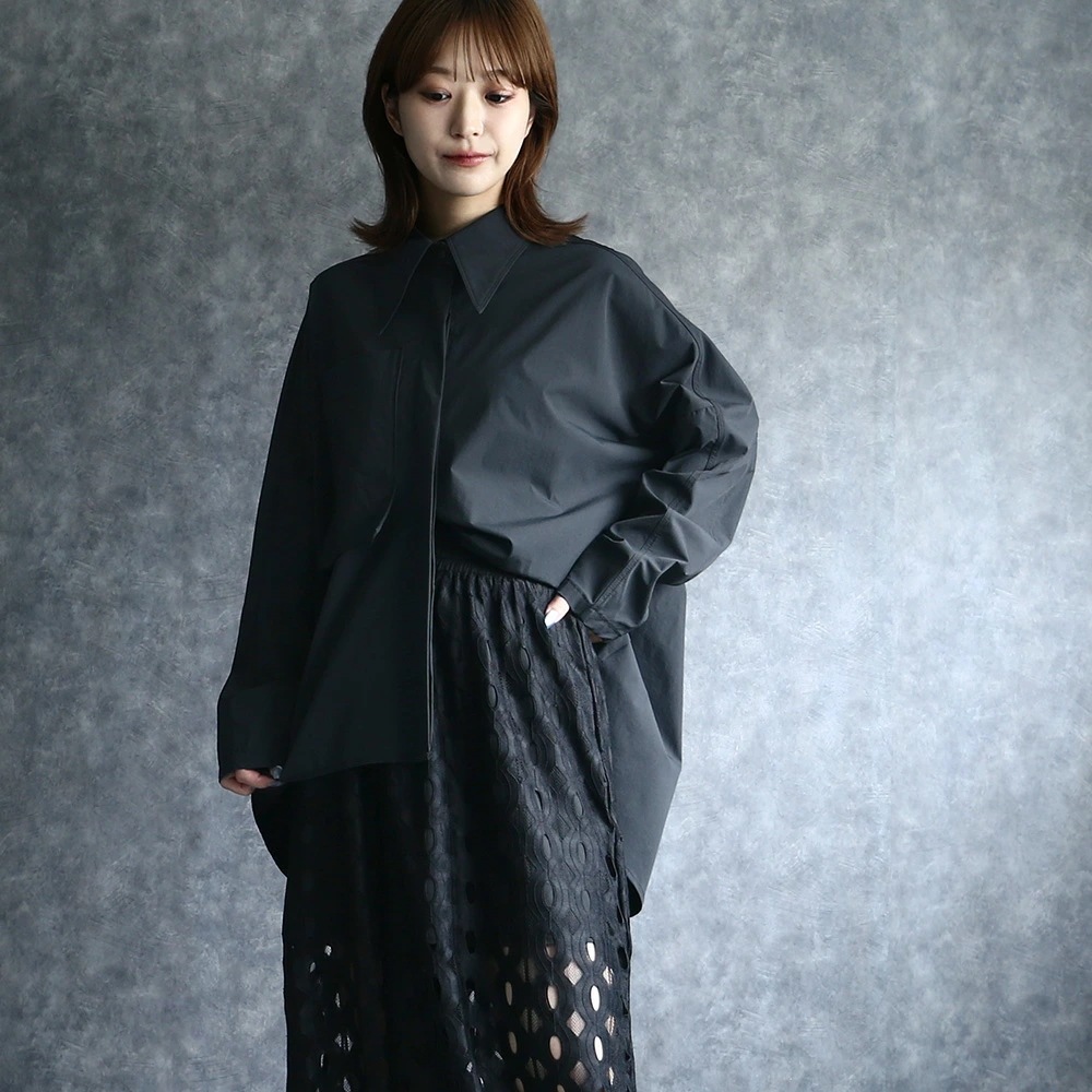 トップス シャツ 前後差 チュニック丈 比翼仕立て シャツ 長袖 シンプル 前開き 無地 レディース ブラック 体型カバー ゆったり 送料無料 トップス シャツ 前後差 チュニック丈 比翼仕立て シャツ 長袖 シンプル 前開き 無地 レディース ブラック 体型カバー ゆったり 送料無料