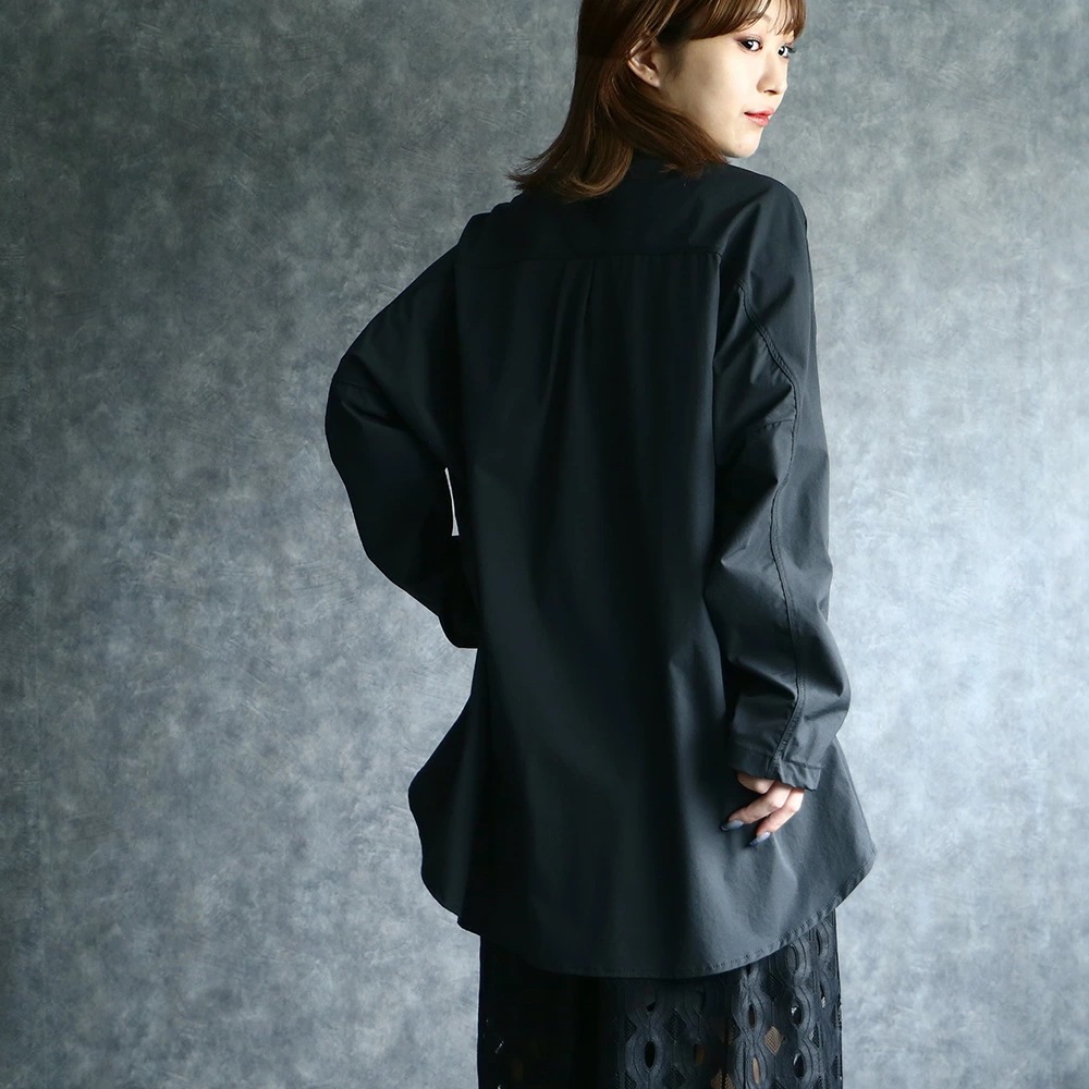 トップス シャツ 前後差 チュニック丈 比翼仕立て シャツ 長袖 シンプル 前開き 無地 レディース ブラック 体型カバー ゆったり 送料無料 トップス シャツ 前後差 チュニック丈 比翼仕立て シャツ 長袖 シンプル 前開き 無地 レディース ブラック 体型カバー ゆったり 送料無料