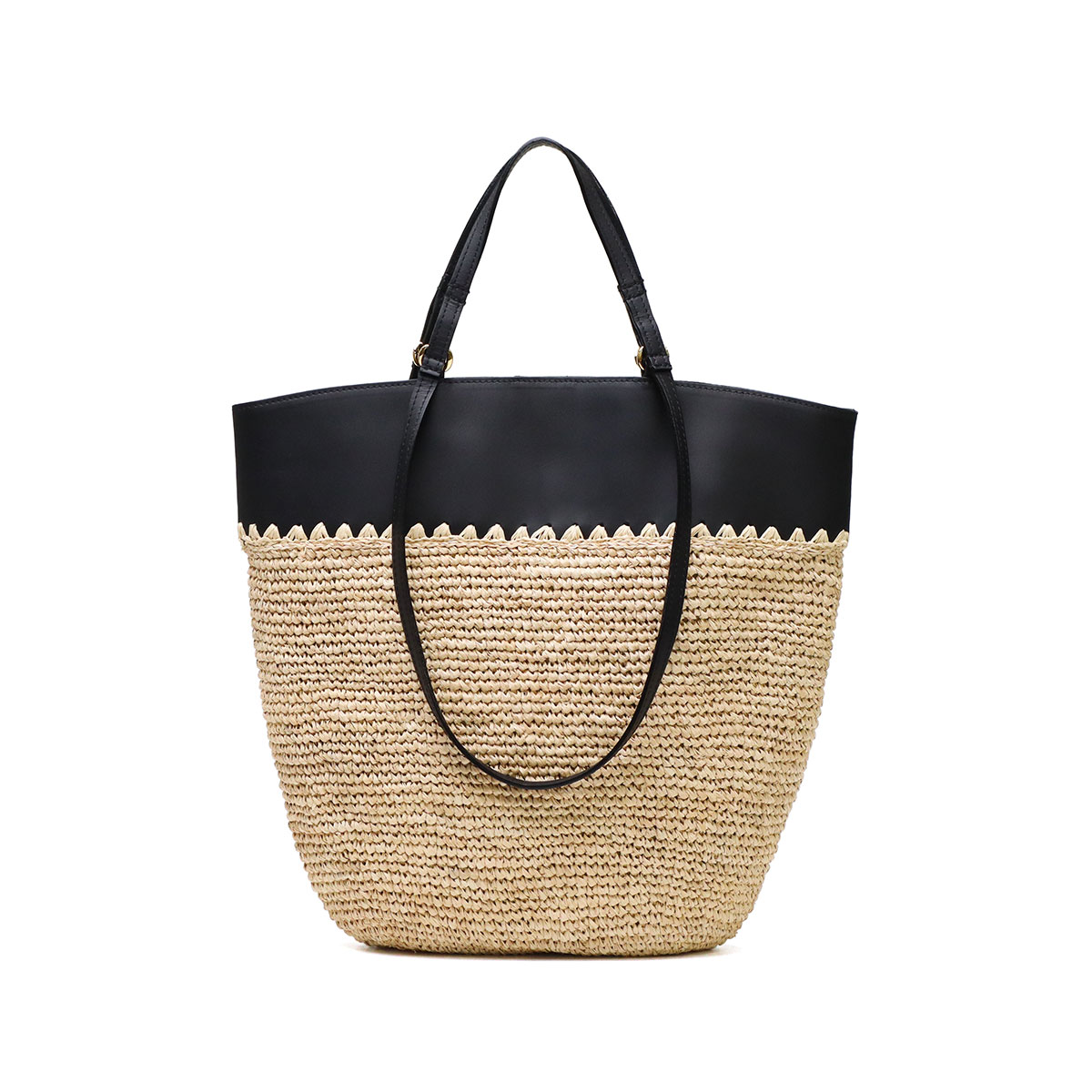 正規品 トートバッグ レディース ブランド 女性 おしゃれ ナチュラル 手持ち 肩がけ 軽量 A4 縦 本革 レザー かご SANDRO ラフィア V-8841