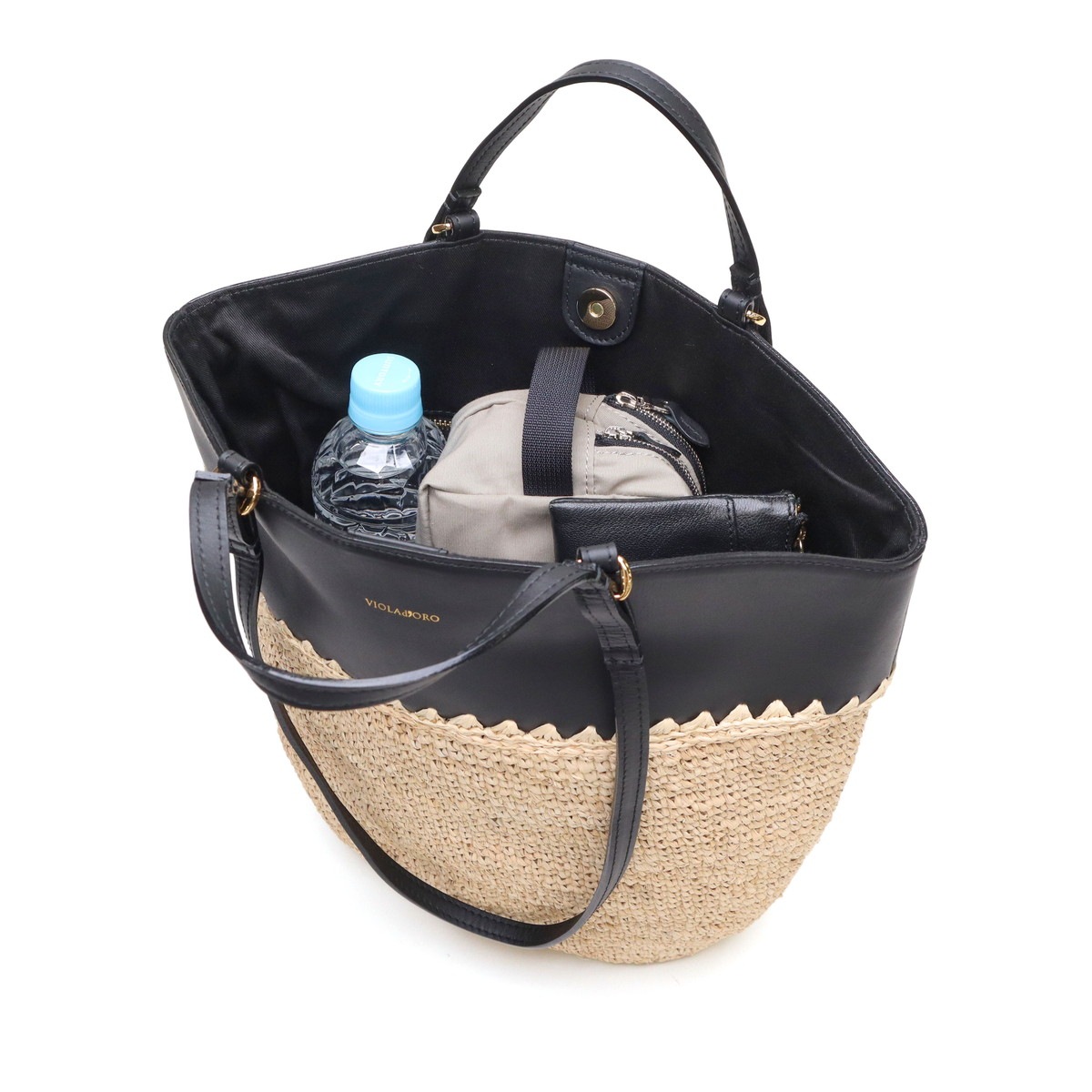 正規品 トートバッグ レディース ブランド 女性 おしゃれ ナチュラル 手持ち 肩がけ 軽量 A4 縦 本革 レザー かご SANDRO ラフィア V-8841