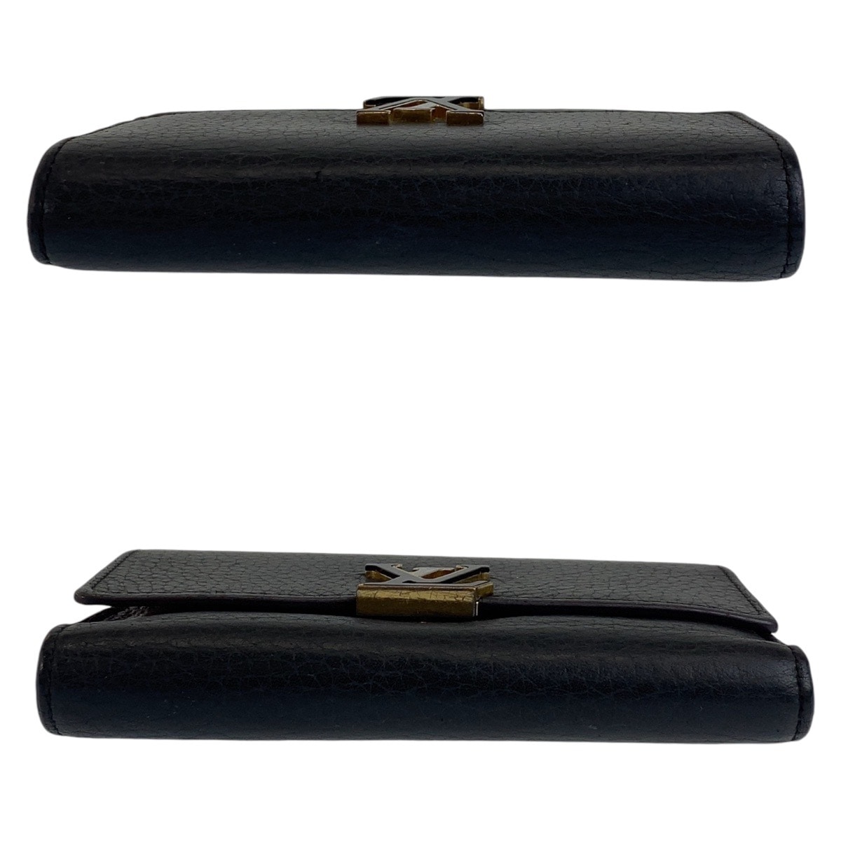トリヨン ポルトフォイユ カプシーヌ ブラック ピンク ゴールド金具 レザー M61248 折財布 コンパクトウォレット レディース 407994