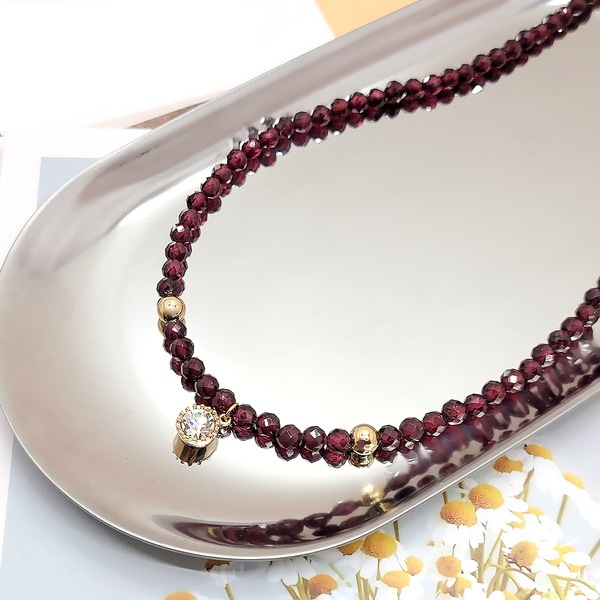 4mmガーネット宝石用ネックレス 4mmガーネット宝石用ネックレス