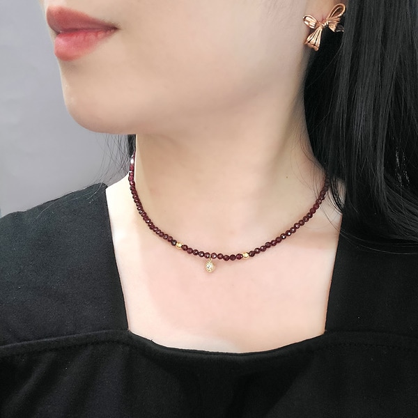 4mmガーネット宝石用ネックレス 4mmガーネット宝石用ネックレス