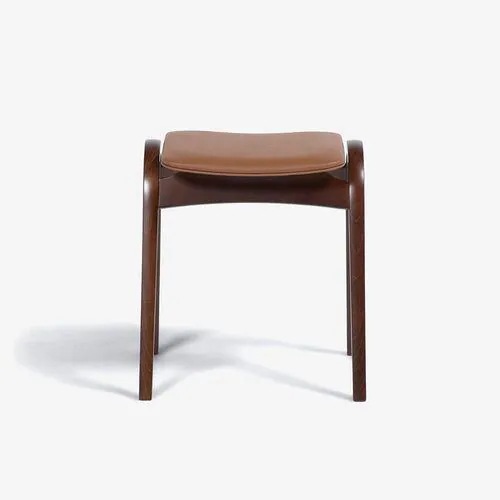 大塚家具 スツール 秋田木工「スツールNo.202」ブナ材　WNウォールナット色 　張地PVC#BR 　デザイン：剣持勇