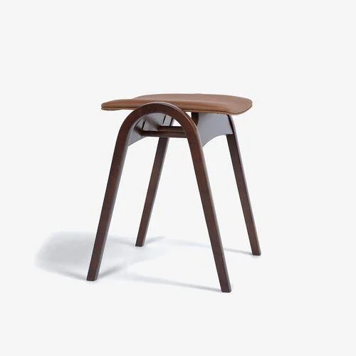 大塚家具 スツール 秋田木工「スツールNo.202」ブナ材　WNウォールナット色 　張地PVC#BR 　デザイン：剣持勇