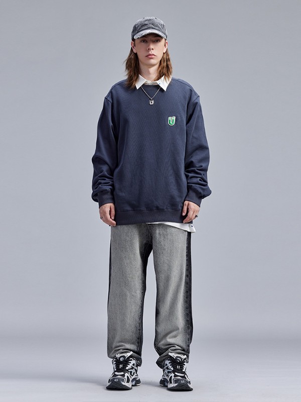 ダークグレー ラウンドネック スウェットシャツ メンズ 秋 トレンド カップル ヒップホップ アメリカン ハイストリート 純綿 トップス ルーズ ダークグレー ラウンドネック スウェットシャツ メンズ 秋 トレンド カップル ヒップホップ アメリカン ハイストリート 純綿 トップス ルーズ