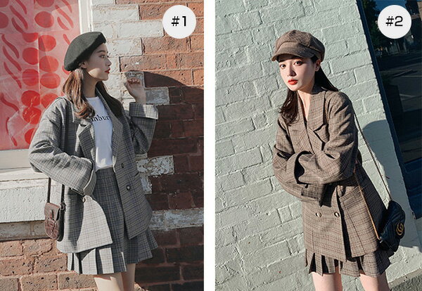 セットアップレディースチェック柄スーツ2点セットスリムカジュアルスカートプリーツジャケットスーツジャケットエレガントお出かけオフィス入学式卒業式入園式おしゃれ