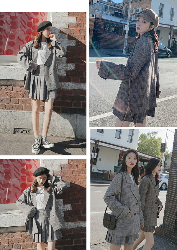 セットアップレディースチェック柄スーツ2点セットスリムカジュアルスカートプリーツジャケットスーツジャケットエレガントお出かけオフィス入学式卒業式入園式おしゃれ