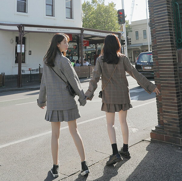 セットアップレディースチェック柄スーツ2点セットスリムカジュアルスカートプリーツジャケットスーツジャケットエレガントお出かけオフィス入学式卒業式入園式おしゃれ
