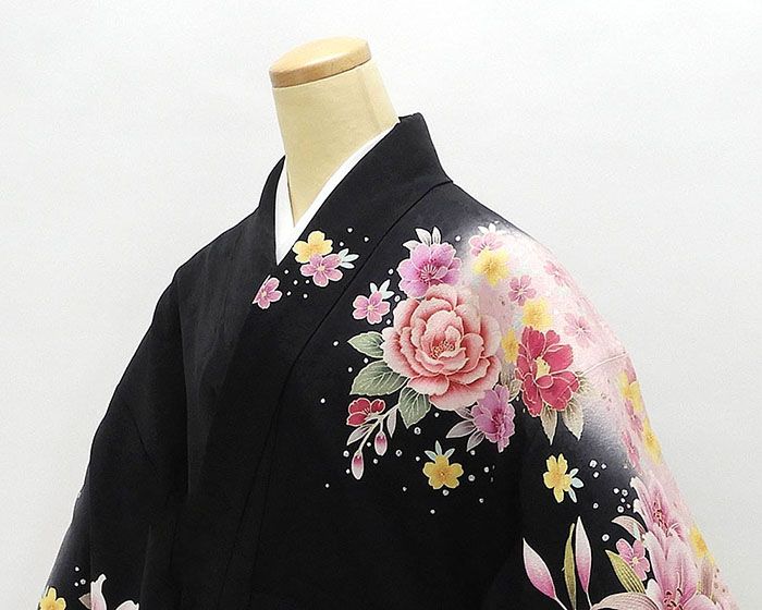 振袖 正絹 百合牡丹蘭模様 身丈170cm 裄丈68cm 振袖 美品