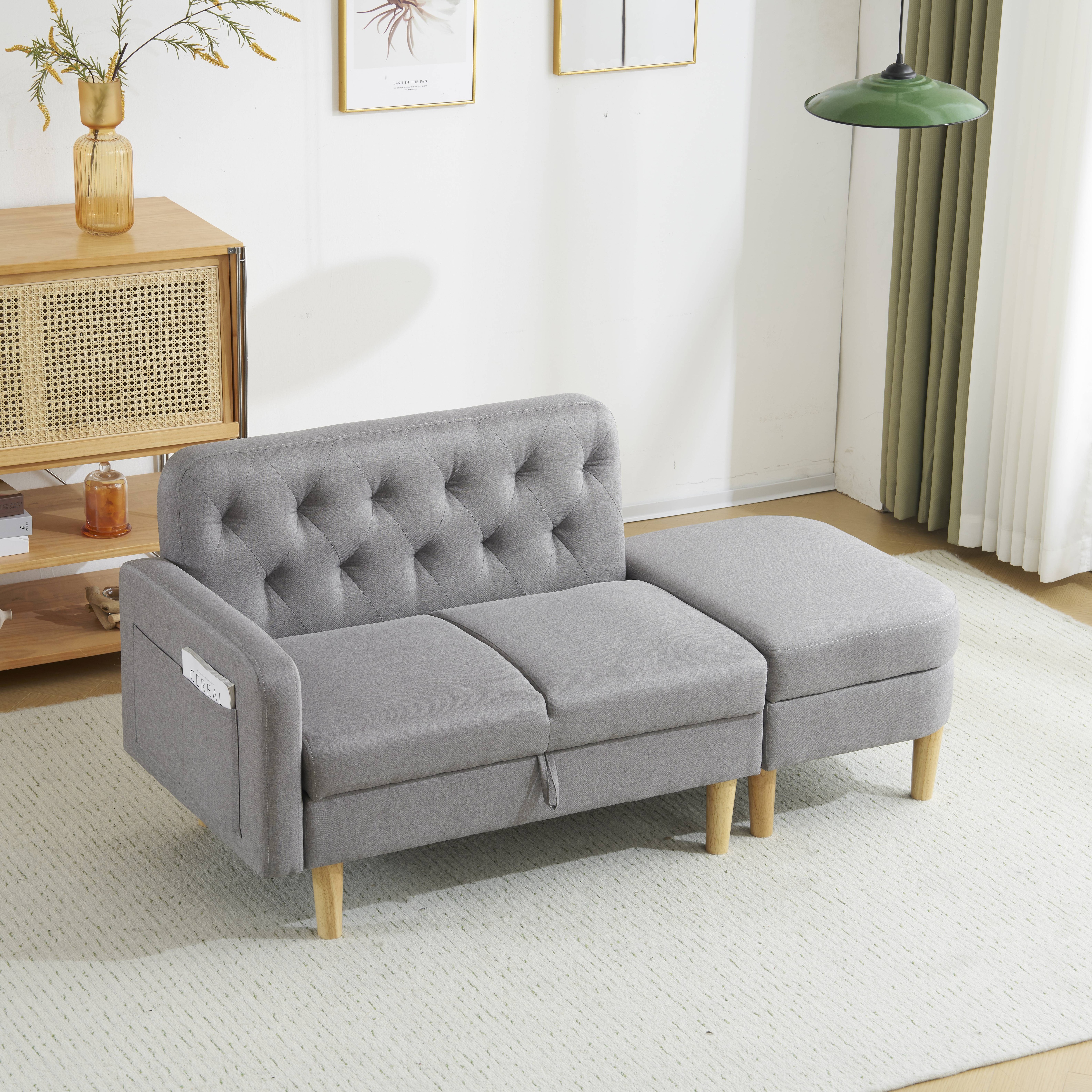 [国内即発送]ソファ 2-3人掛け カウチソファ 収納機能 左右に使える片肘 オットマン レイアウト ローソファ コーナーソファー l字ソファー100