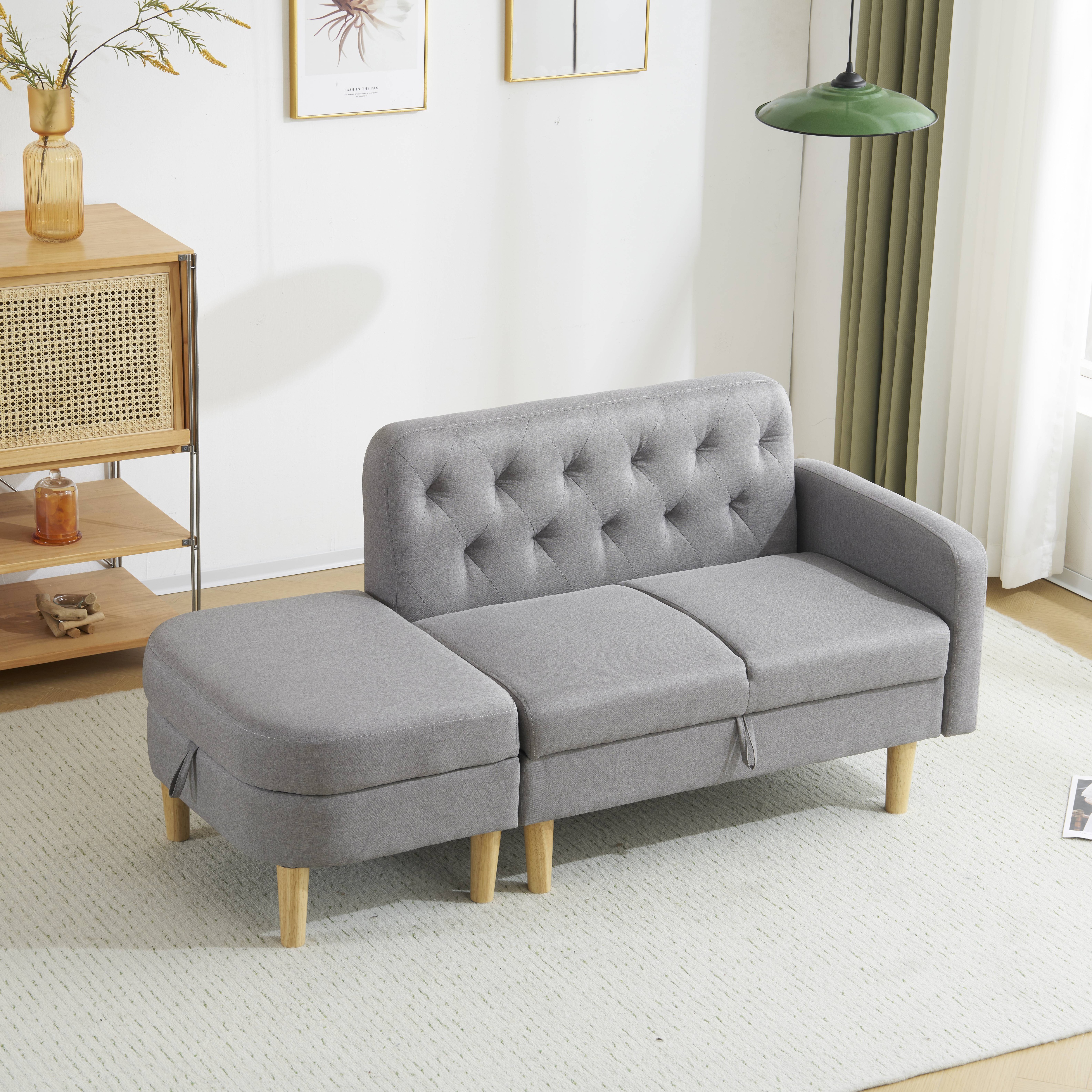 [国内即発送]ソファ 2-3人掛け カウチソファ 収納機能 左右に使える片肘 オットマン レイアウト ローソファ コーナーソファー l字ソファー100