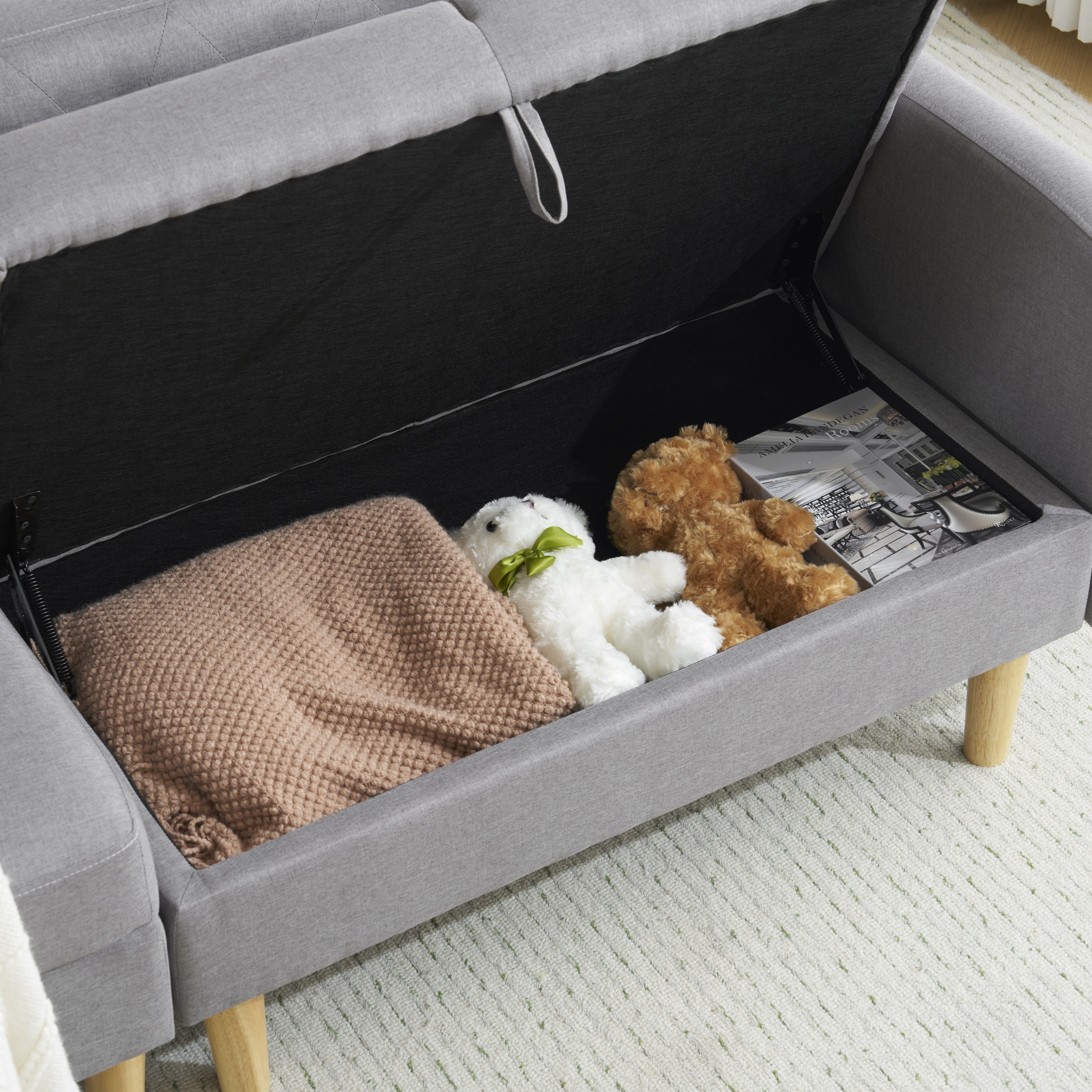 [国内即発送]ソファ 2-3人掛け カウチソファ 収納機能 左右に使える片肘 オットマン レイアウト ローソファ コーナーソファー l字ソファー100