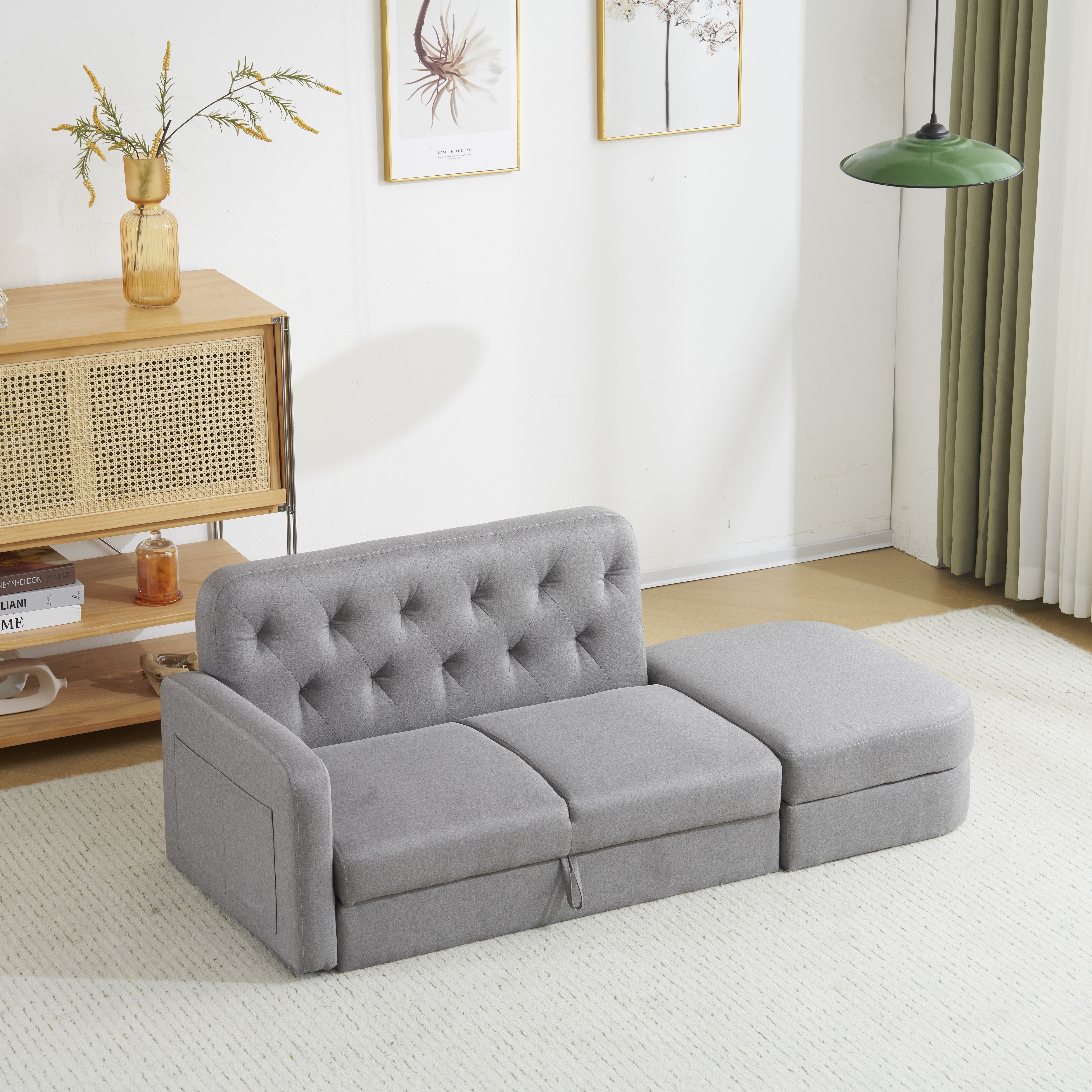 [国内即発送]ソファ 2-3人掛け カウチソファ 収納機能 左右に使える片肘 オットマン レイアウト ローソファ コーナーソファー l字ソファー100