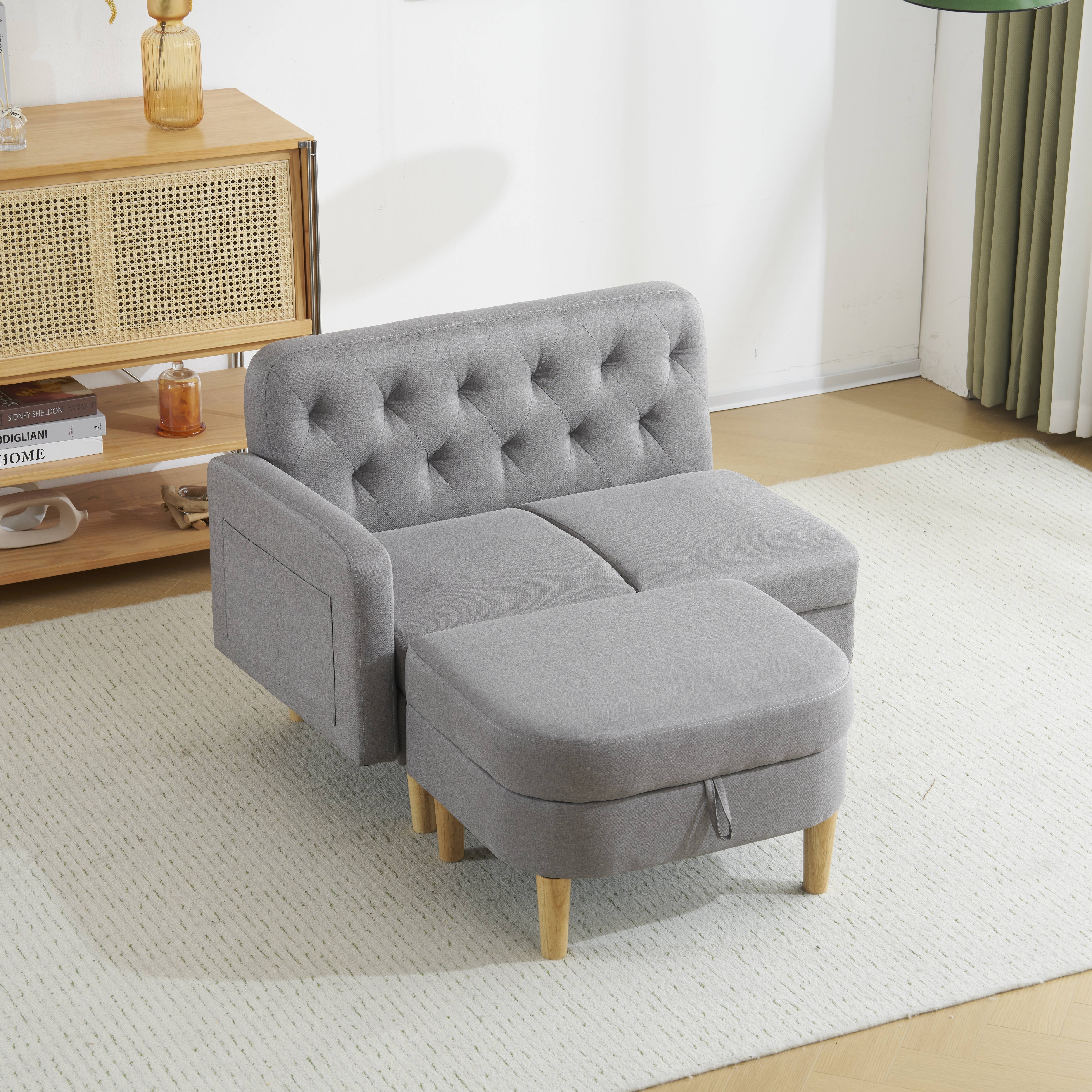 [国内即発送]ソファ 2-3人掛け カウチソファ 収納機能 左右に使える片肘 オットマン レイアウト ローソファ コーナーソファー l字ソファー100