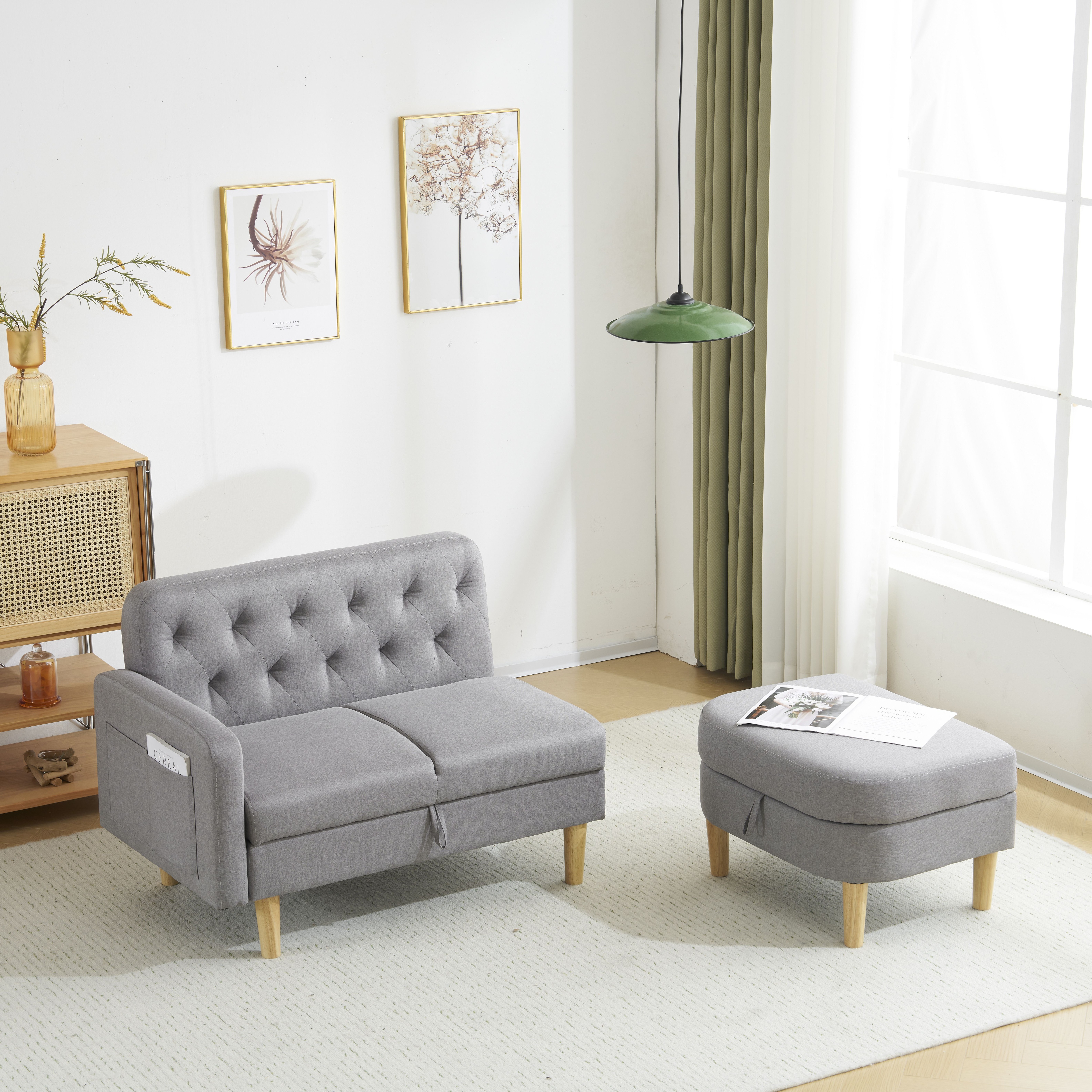 [国内即発送]ソファ 2-3人掛け カウチソファ 収納機能 左右に使える片肘 オットマン レイアウト ローソファ コーナーソファー l字ソファー100