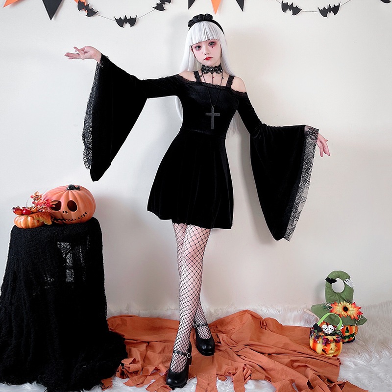 パンクスタイルのダークメッシュドレス山本コールドスタイルゴシック小悪魔女性ソフトガールハロウィンコスチュームセクシー パンクスタイルのダークメッシュドレス山本コールドスタイルゴシック小悪魔女性ソフトガールハロウィンコスチュームセクシー
