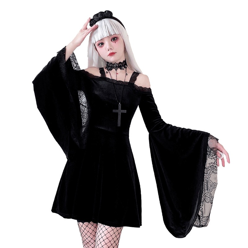 パンクスタイルのダークメッシュドレス山本コールドスタイルゴシック小悪魔女性ソフトガールハロウィンコスチュームセクシー パンクスタイルのダークメッシュドレス山本コールドスタイルゴシック小悪魔女性ソフトガールハロウィンコスチュームセクシー