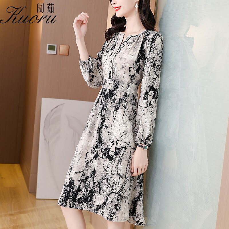 女性のためのエレガントなヴィンテージ長袖ドレス Vネック カジュアル 美的 秋 98 以上節約