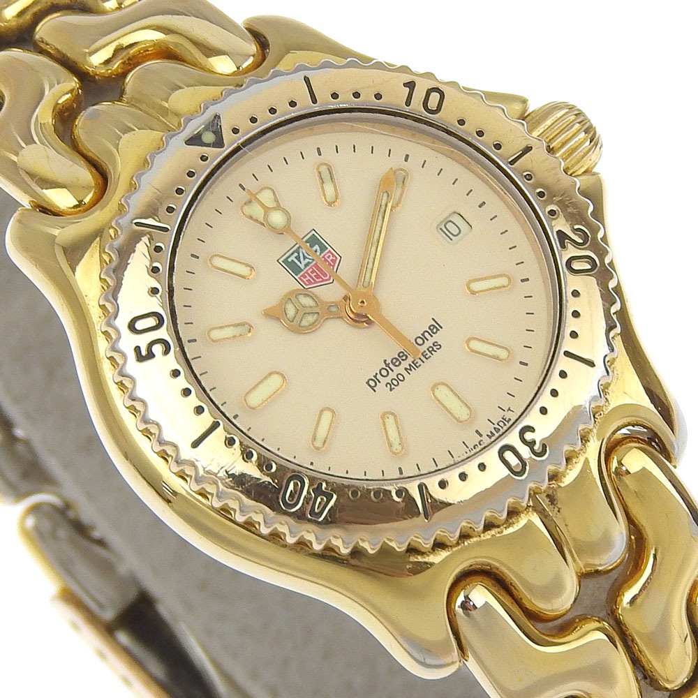 セル デイト S94.015 腕時計 金メッキ ステンレススチール クオーツ アナログ表示 レディース ベージュ文字盤 中古品 セル デイト S94.015 腕時計 金メッキ ステンレススチール クオーツ アナログ表示 レディース ベージュ文字盤 中古品