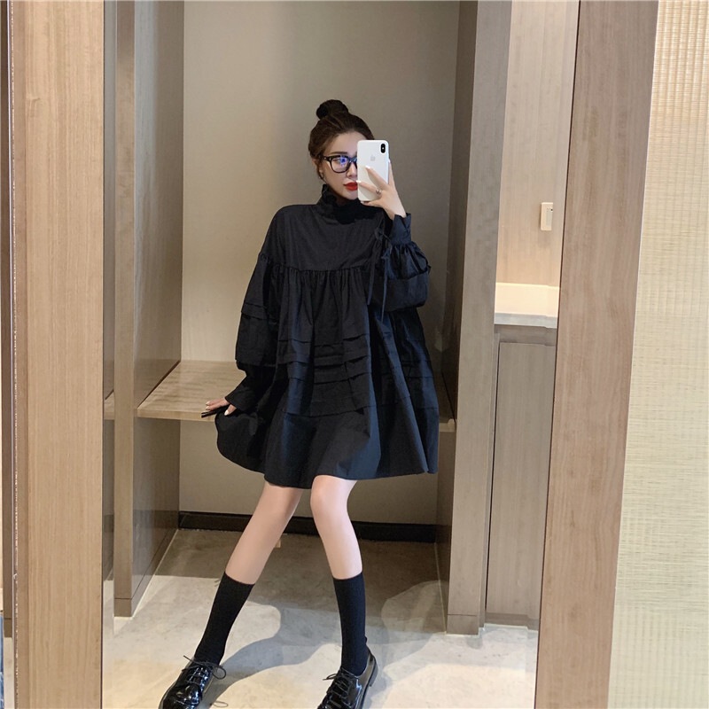 ワンピース デート シャツ シャツワンピース ショート ショート丈 膝上 袖あり 長袖 リボン 春 個性的 ホワイト ブラック フリーサイズ こなれ感 エレガント クール モード系 ガーリー