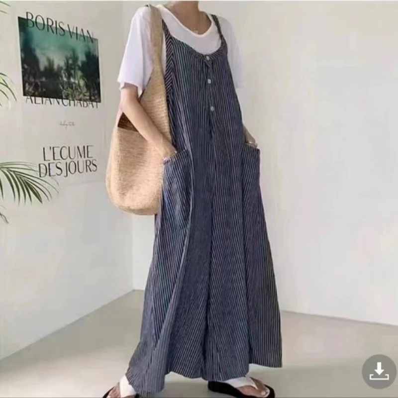 【2025新作】韓国 オーバーオール レディース サロペット チェック ストライプ柄 キャミワンピース ワンピース ロングタイプ ロングパンツ ノースリーブ カジュアル ゆったり 体型カバー 【2025新作】韓国 オーバーオール レディース サロペット チェック ストライプ柄 キャミワンピース ワンピース ロングタイプ ロングパンツ ノースリーブ カジュアル ゆったり 体型カバー