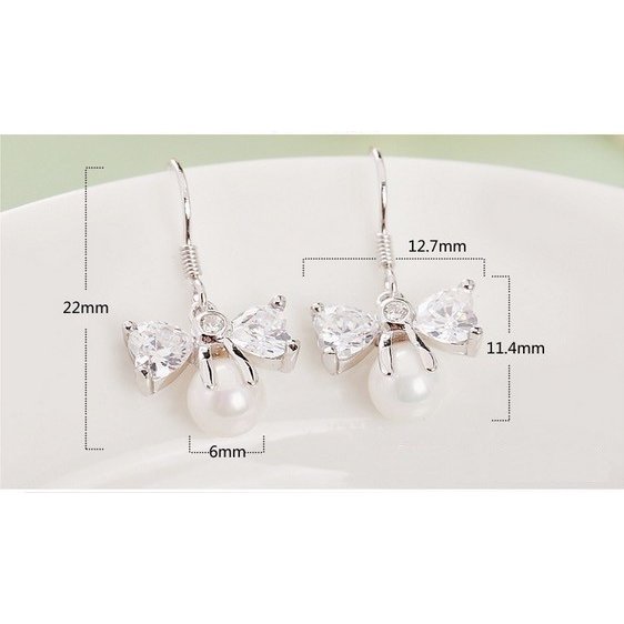 フックピアス レディース 貝パール ハート リボン 大人可愛い プラチナ仕上げ/シルバー925 cz