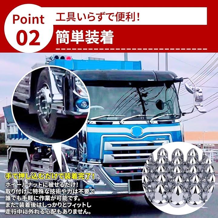 トンガリ ナットキャップ 33mm H60 ISO クロームメッキ ドレスアップ アメリカン ユーロ カスタム トラック ダンプ デコトラ 汎用品 +予備( 20個セット(+予備))