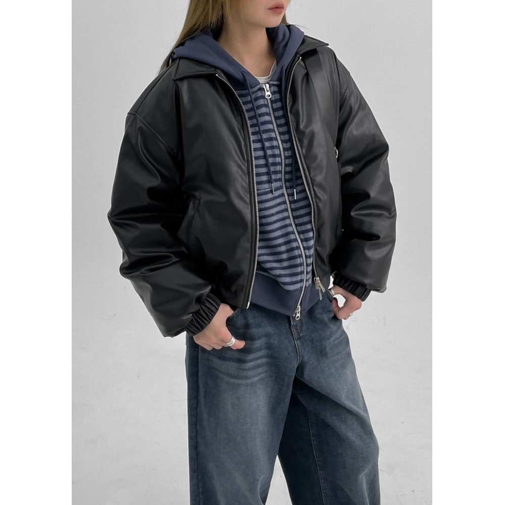 BLACK UP [MADE] ジンブルレザーカラーパッド (100% ダックダウン)