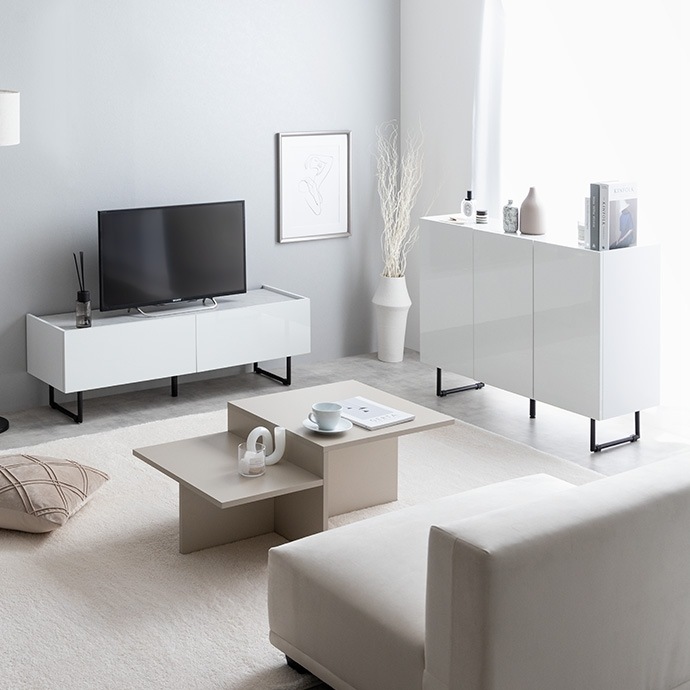 2way鏡面リビングボード 幅100cm フラットデザイン キャビネット 大容量収納 2way鏡面リビングボード 幅100cm フラットデザイン キャビネット 大容量収納