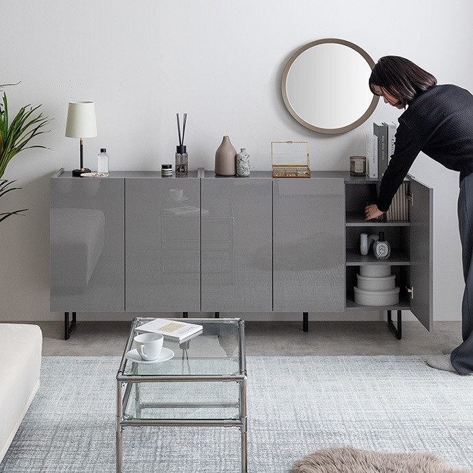 2way鏡面リビングボード 幅100cm フラットデザイン キャビネット 大容量収納 2way鏡面リビングボード 幅100cm フラットデザイン キャビネット 大容量収納